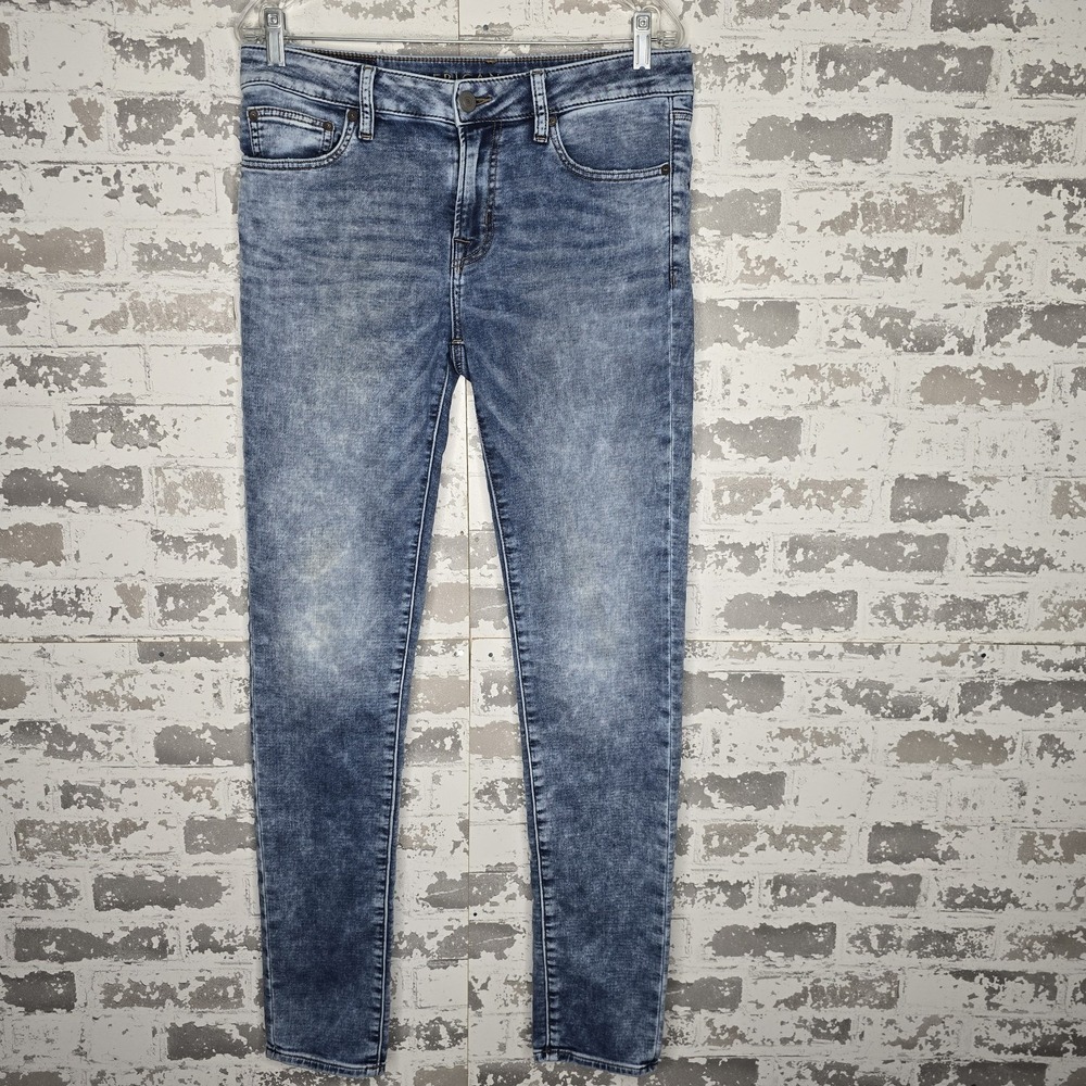 American Eagle Jeans Mens 32x32 Skinny Light Blue Denim Wash Low Rise Whiskering